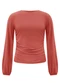 Lunender - Blusa de Mangas Longas com Franzidos Crepe Cinza - variação: Laranja