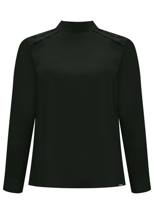 Lunender - Blusa com Gola Alta e Amarração Posterior Preto - LUNENDER