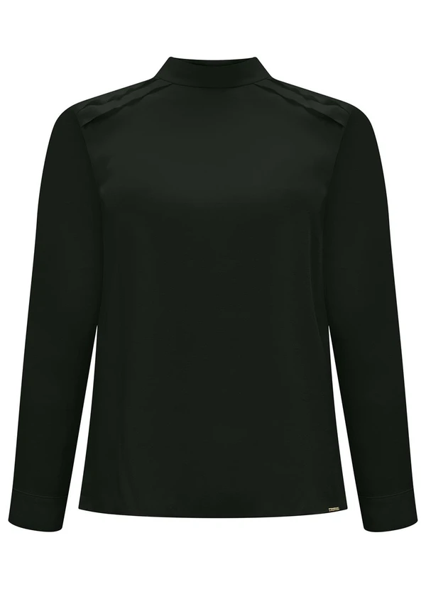 Lunender - Blusa com Gola Alta e Amarração Posterior Preto