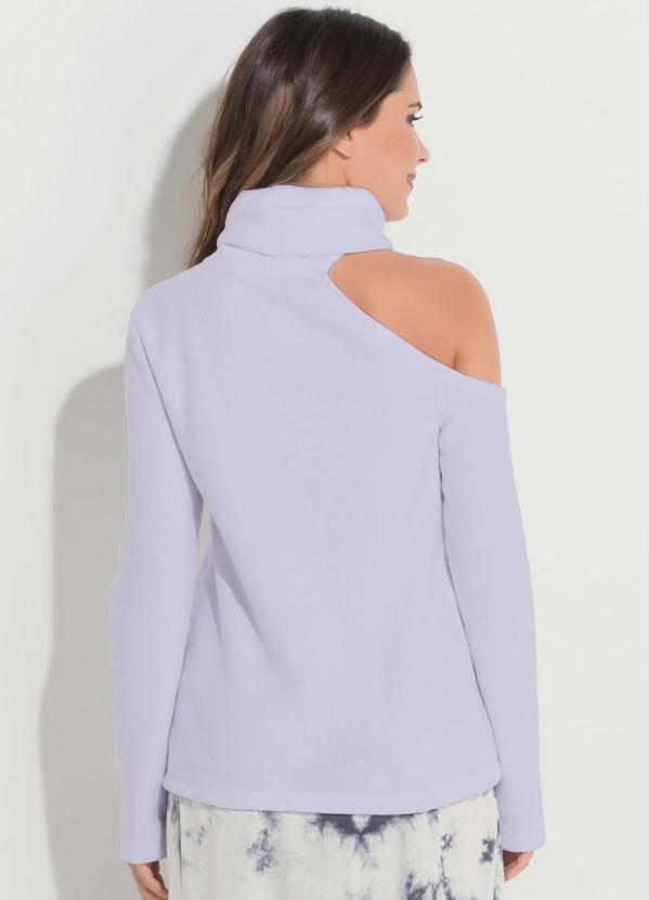 Quintess - Blusa com Gola Alta e Ombro Vazado Lavanda 2