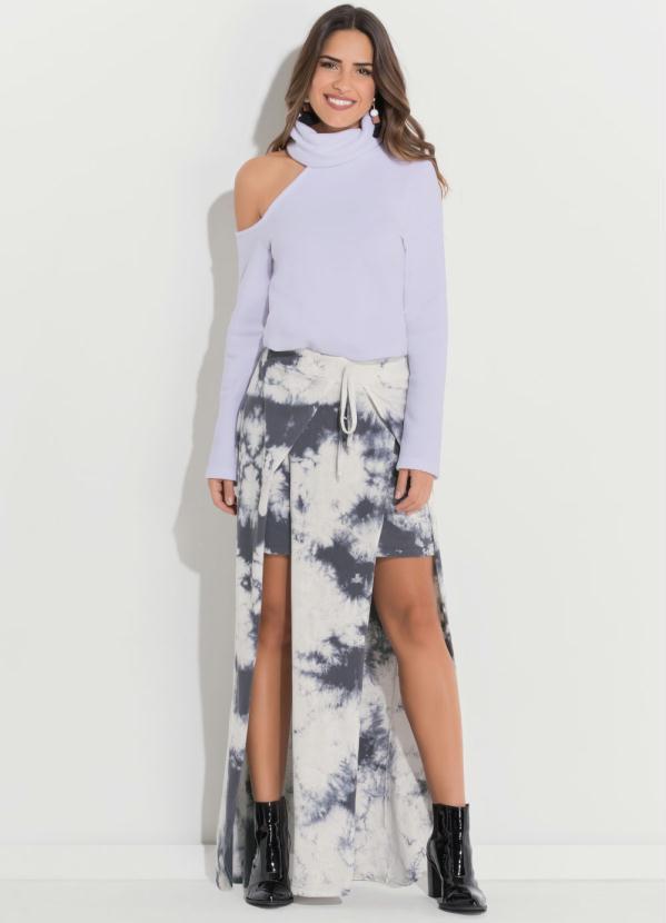 Quintess - Blusa com Gola Alta e Ombro Vazado Lavanda 3