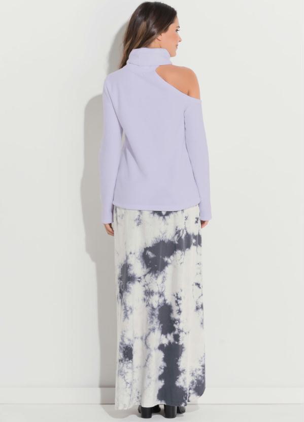 Quintess - Blusa com Gola Alta e Ombro Vazado Lavanda 4