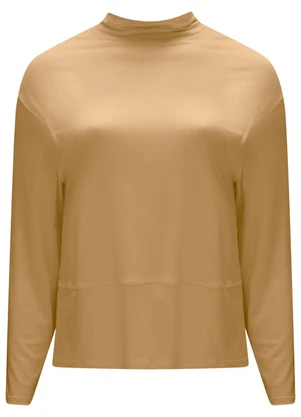 Lunender Mais Mulher - Blusa com Gola Alta em Malha Bege - LUNENDER MAIS MULHER