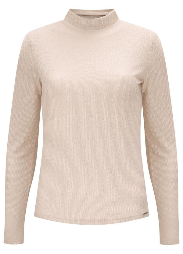 Lunender - Blusa com Gola Alta em Malha Bege 5