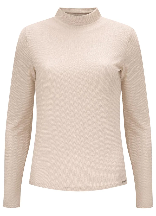 Lunender - Blusa com Gola Alta em Malha Bege 5