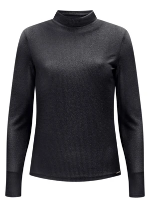 Lunender - Blusa com Gola Alta em Malha Preto - LUNENDER