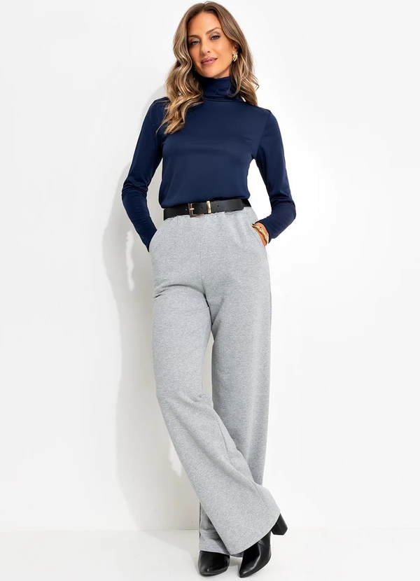 Moda Pop - Blusa com Gola Alta Marinho 6