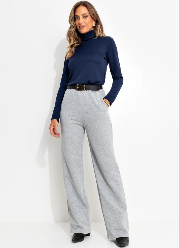 Moda Pop - Blusa com Gola Alta Marinho 4