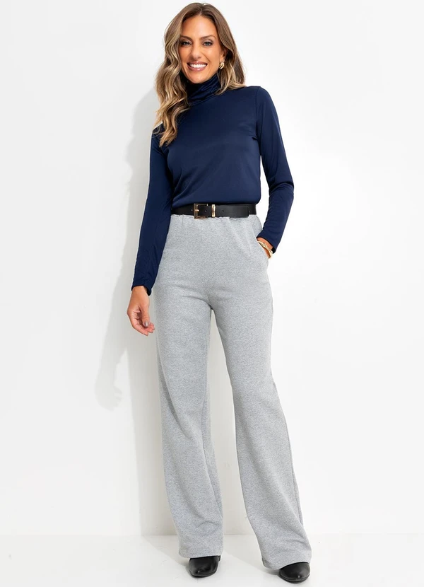 Moda Pop - Blusa com Gola Alta Marinho 3