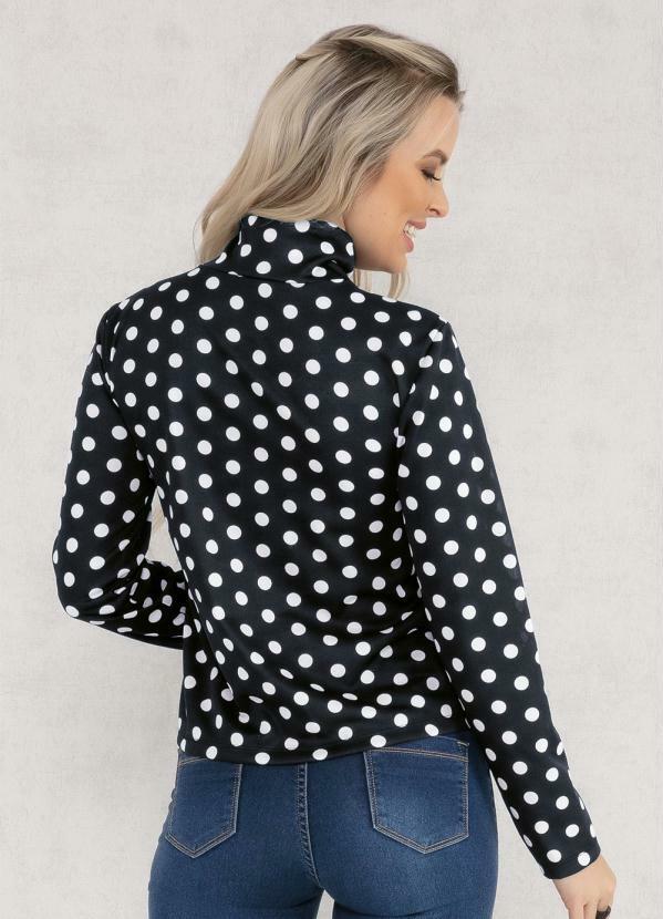 Moda Pop - Blusa com Gola Alta Poá Preta 2