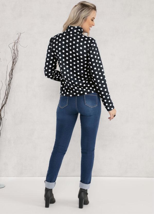 Moda Pop - Blusa com Gola Alta Poá Preta 4
