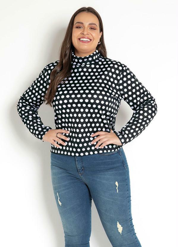 Moda Pop - Blusa com Gola Alta Poá Preta 6