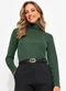 Moda Pop - Blusa com Gola Alta Poá Preta - variação: Verde