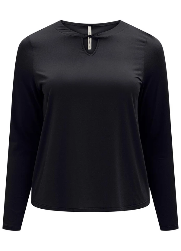 Lunender Mais Mulher - Blusa com Gola Redonda e Recorte Preto