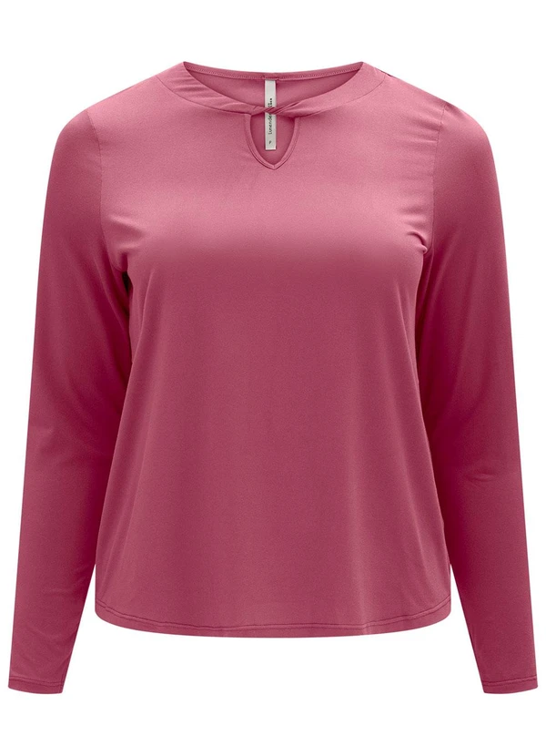 Lunender Mais Mulher - Blusa com Gola Redonda e Recorte Vermelho