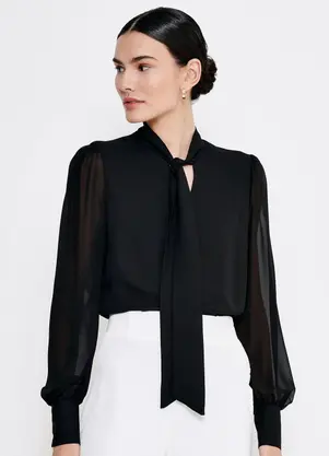 Principessa - Blusa Preta com Laço Vanilde - PRINCIPESSA