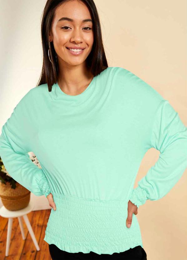Outlet - Blusa com Lastex nos Punhos e Barra Verde Candy 3