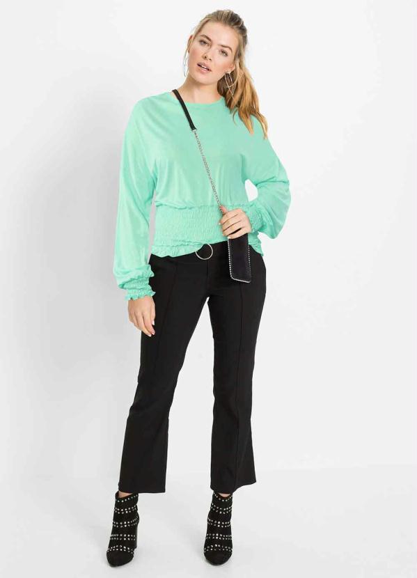 Outlet - Blusa com Lastex nos Punhos e Barra Verde Candy 6