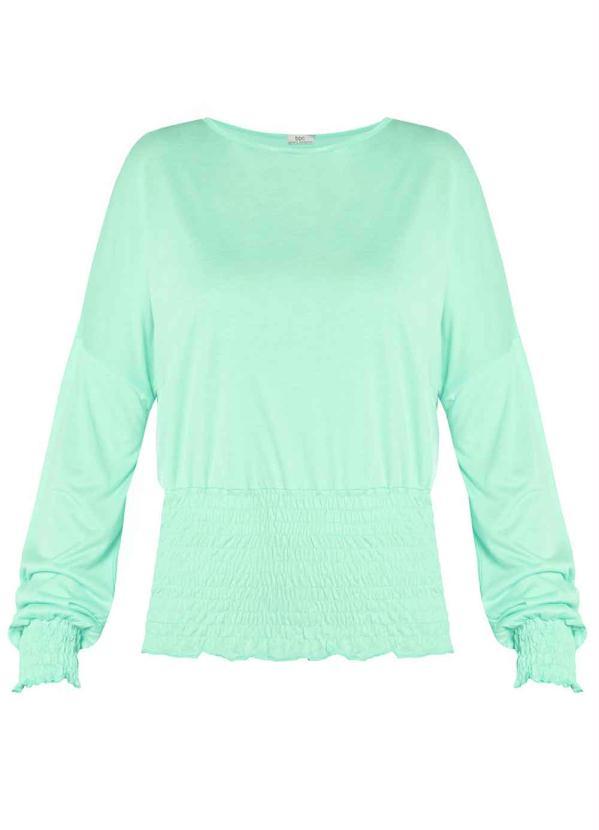 Outlet - Blusa com Lastex nos Punhos e Barra Verde Candy 7