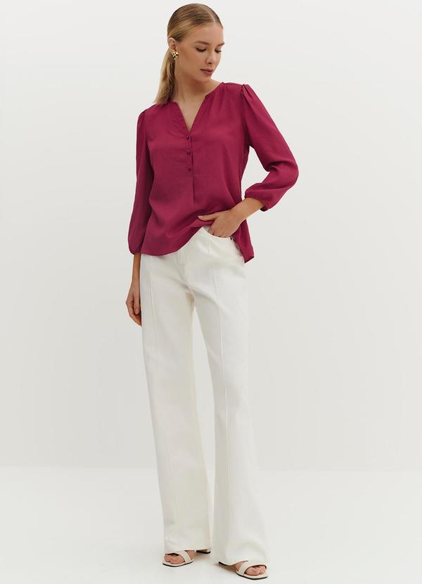 Principessa - Blusa com Manga 7/8 Goreti  Vermelho