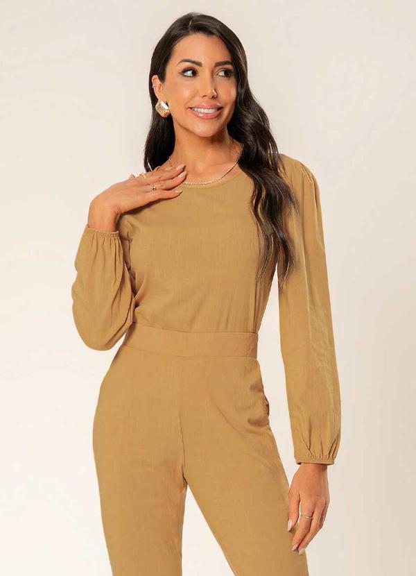 Cativa - Blusa com Manga Comprida Bufante Laranja