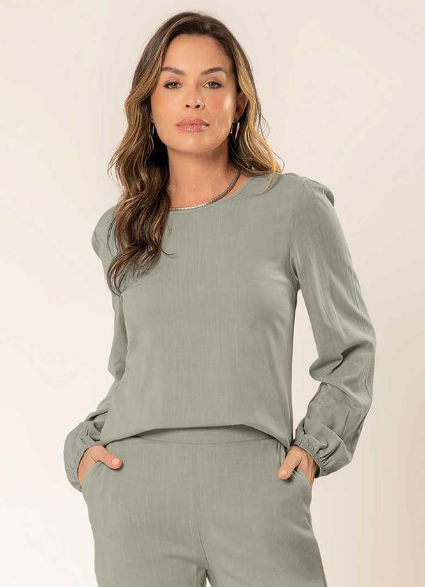 Cativa - Blusa com Manga Comprida Bufante Verde