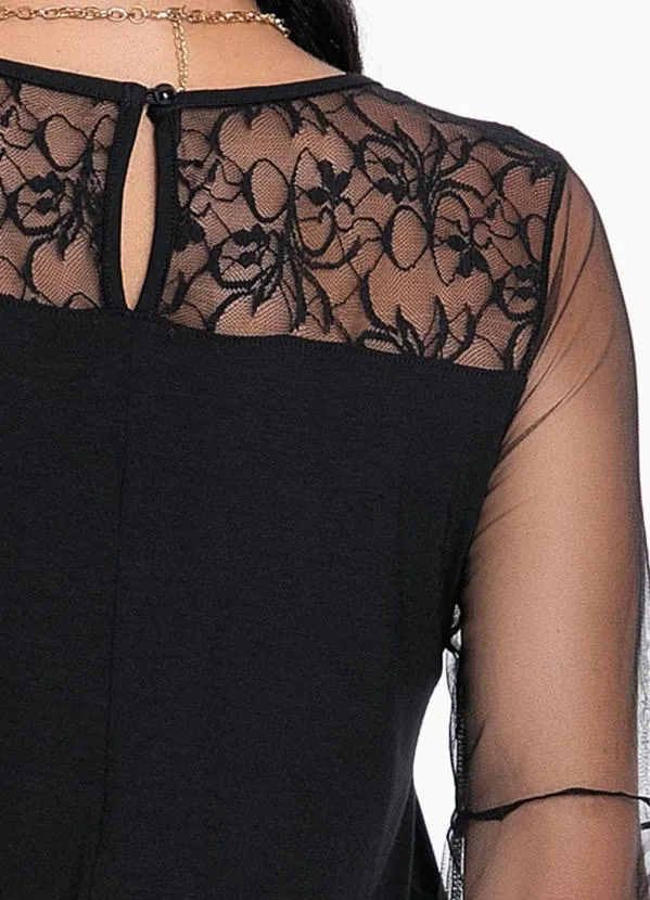 bonprix - Blusa com Manga em Renda Preta 3