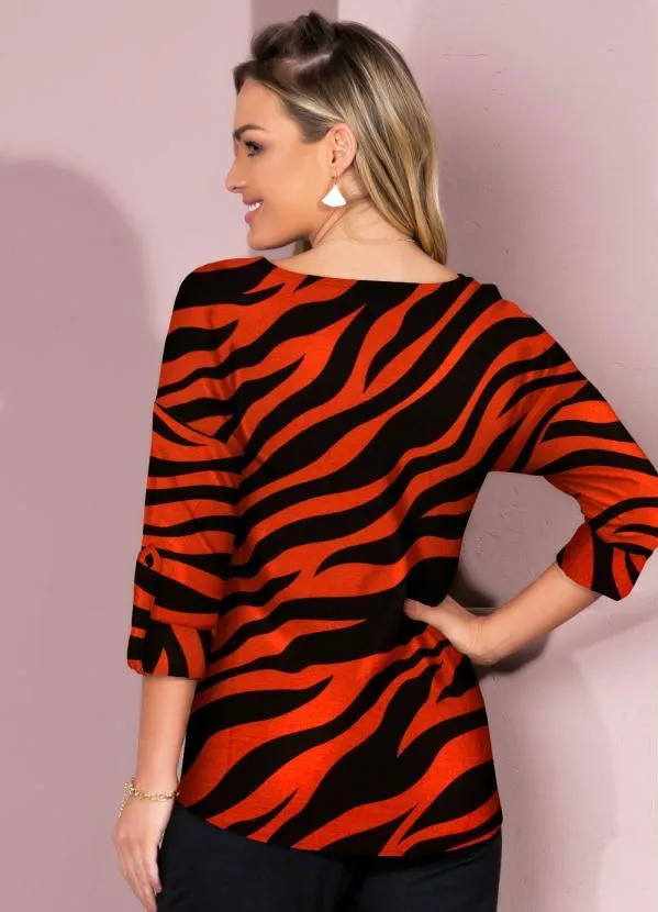 Quintess - Blusa com Mangas 3/4 Tigre Onça 2