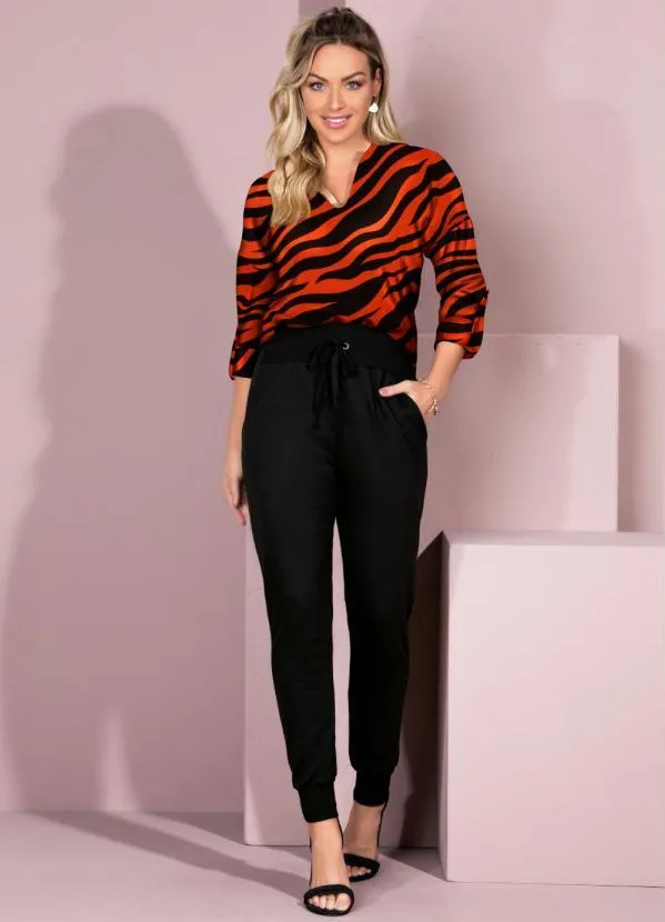 Quintess - Blusa com Mangas 3/4 Tigre Onça 3