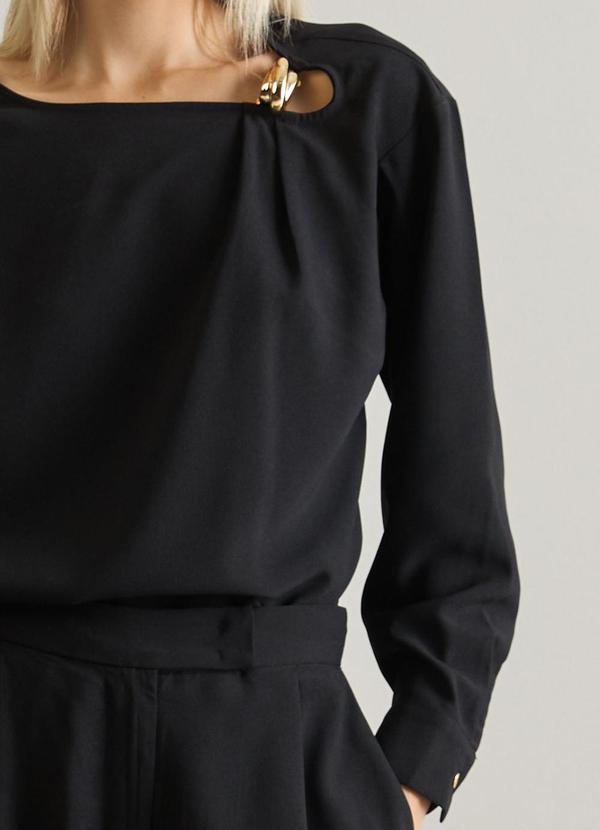 Carlota Costa - Blusa com Mangas Longas com Detalhe Gola Preto 3