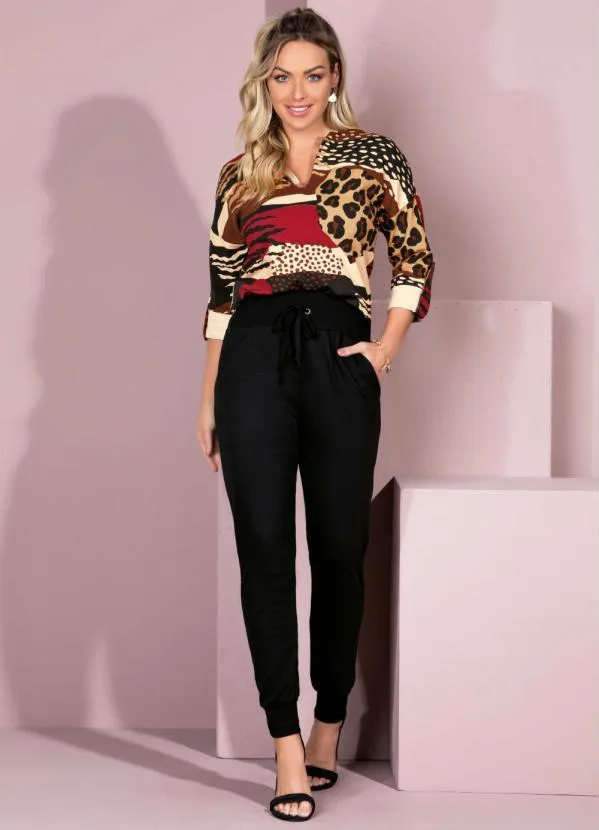 Quintess - Blusa com Mangas Longas Onça Étnico 3