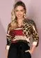 Quintess - Blusa com Mangas Longas Onça Étnico - variação: Onça Étnico