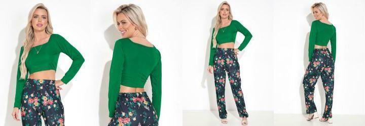 Blusa com Mangas Longas Verde