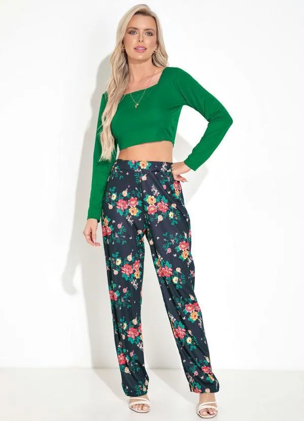 Moda Pop - Blusa com Mangas Longas Verde 3