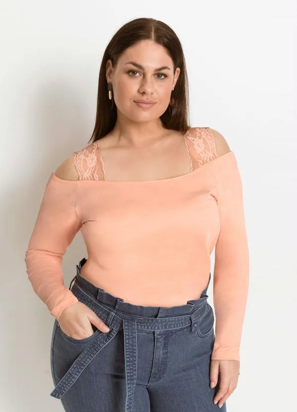 Queima Estoque - Blusa com Ombros de Fora Salmão 5