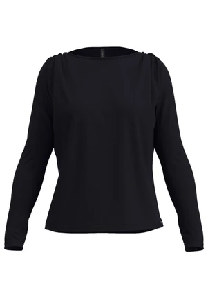 Lunender - Blusa com Ombros Franzidos Preto - LUNENDER