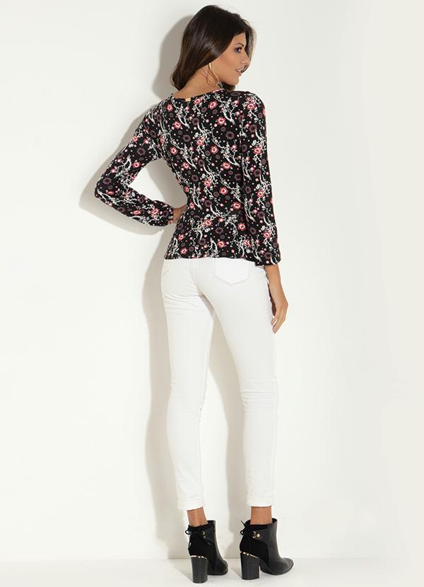 Quintess - Blusa com Peplum Floral Preto 4
