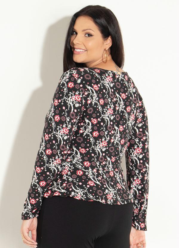 Quintess - Blusa com Peplum Floral Preto 7