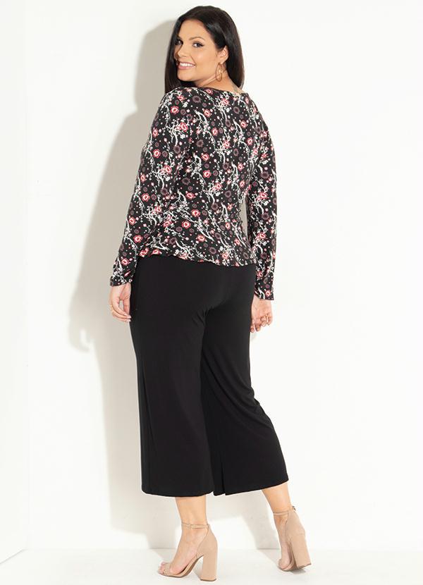 Quintess - Blusa com Peplum Floral Preto 9