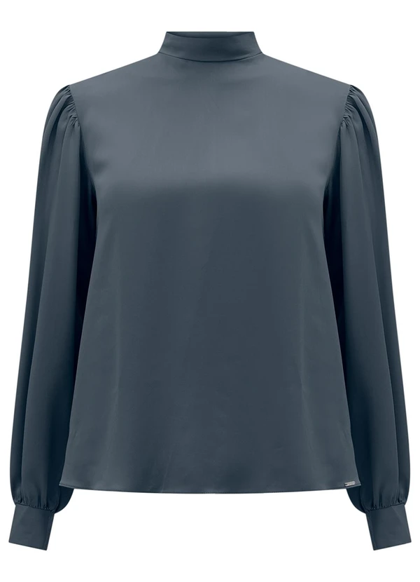 Lunender - Blusa com Punhos Ajustados e Amarração Azul 5