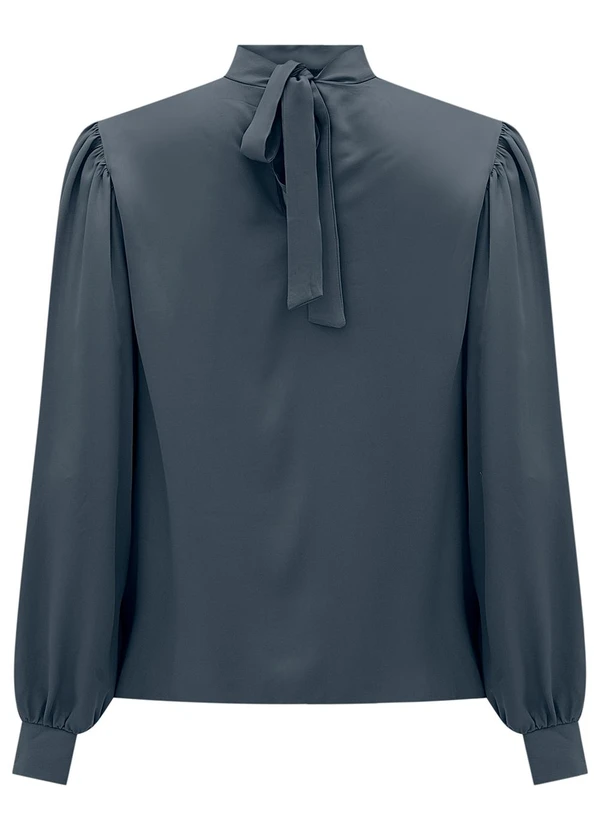 Lunender - Blusa com Punhos Ajustados e Amarração Azul 6