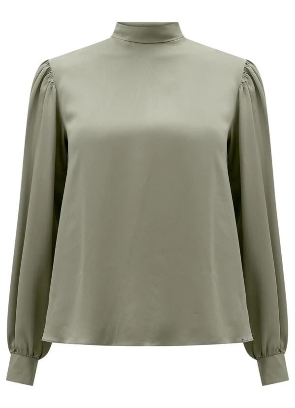 Lunender - Blusa com Punhos Ajustados e Amarração Verde 4