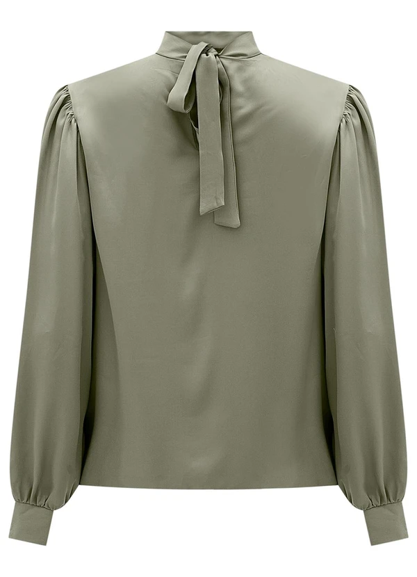 Lunender - Blusa com Punhos Ajustados e Amarração Verde 5