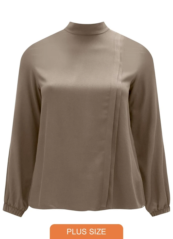 Lunender Mais Mulher - Blusa com Punhos Elásticos Marrom