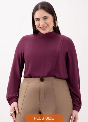 Lunender Mais Mulher - Blusa com Punhos Elásticos Roxo - LUNENDER MAIS MULHER