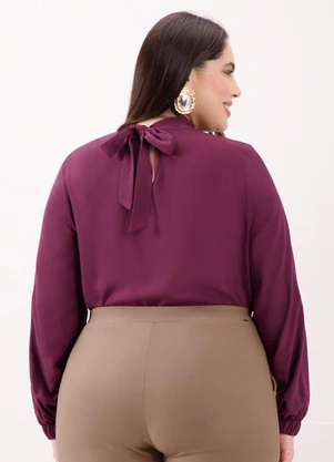 Lunender Mais Mulher - Blusa com Punhos Elásticos Roxo - LUNENDER MAIS MULHER