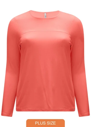 Lunender Mais Mulher - Blusa com Recorte e Gola Redonda Laranja - LUNENDER MAIS MULHER