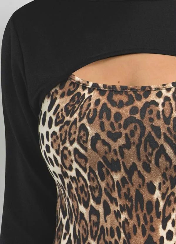 bonprix - Blusa com RecorteOnça Marrom