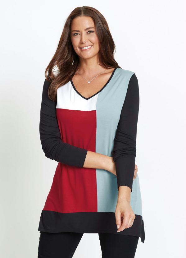 bonprix - Blusa com Recortes Assimétrica Preta 10