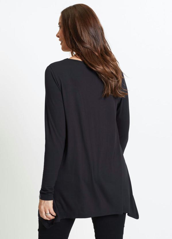 bonprix - Blusa com Recortes Assimétrica Preta 11